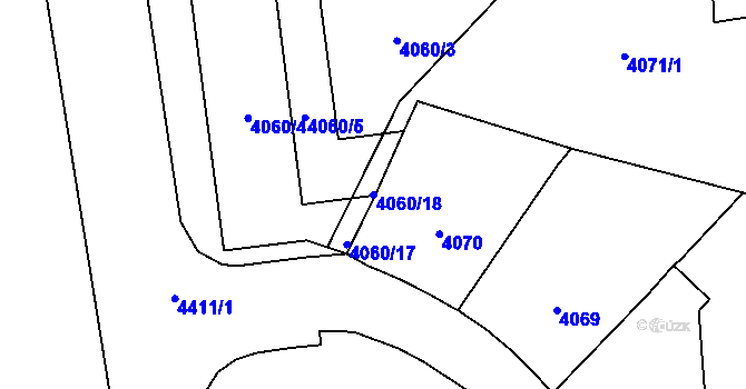 Parcela st. 4060/18 v KÚ Vinohrady, Katastrální mapa