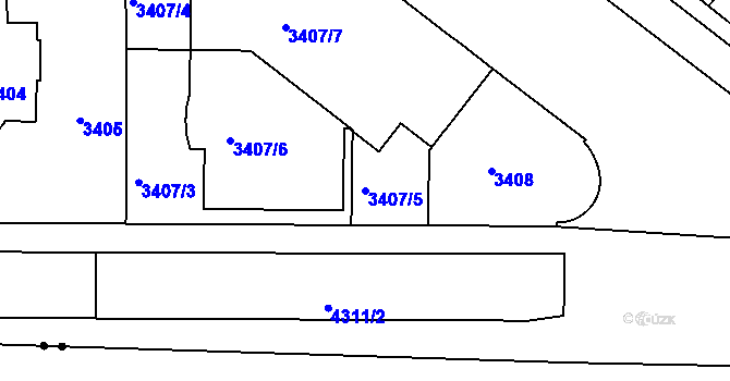 Parcela st. 3407/5 v KÚ Vinohrady, Katastrální mapa