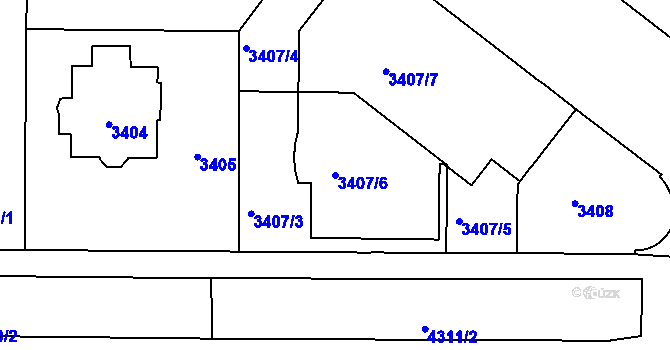 Parcela st. 3407/6 v KÚ Vinohrady, Katastrální mapa