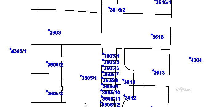 Parcela st. 3605/4 v KÚ Vinohrady, Katastrální mapa