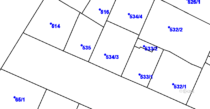 Parcela st. 534/3 v KÚ Vinohrady, Katastrální mapa