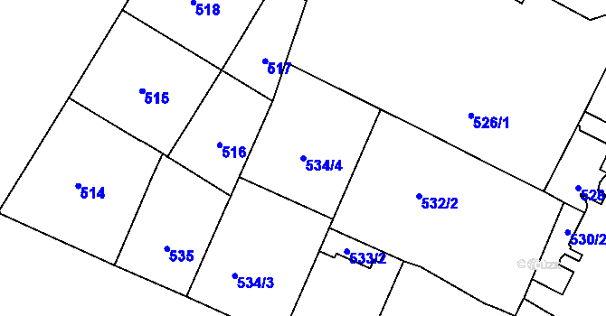 Parcela st. 534/4 v KÚ Vinohrady, Katastrální mapa