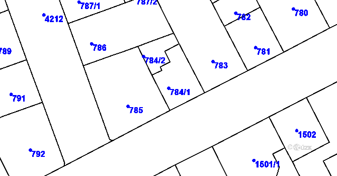 Parcela st. 784/1 v KÚ Vinohrady, Katastrální mapa