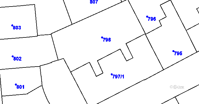 Parcela st. 797/2 v KÚ Vinohrady, Katastrální mapa