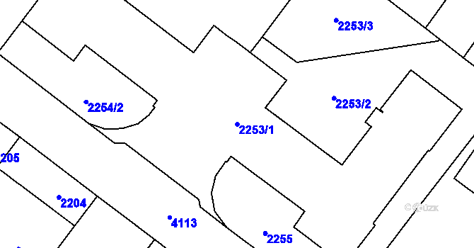 Parcela st. 2253/1 v KÚ Vinohrady, Katastrální mapa