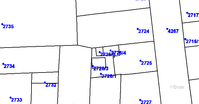 Parcela st. 2726/5 v KÚ Vinohrady, Katastrální mapa