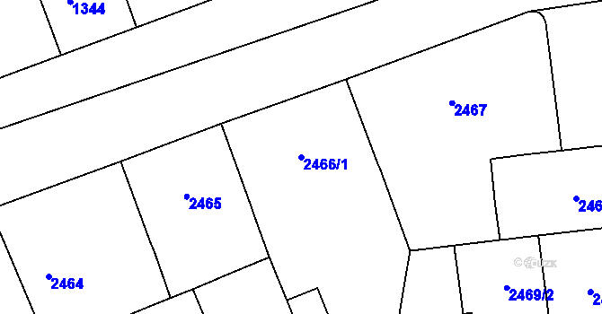 Parcela st. 2466/1 v KÚ Vinohrady, Katastrální mapa