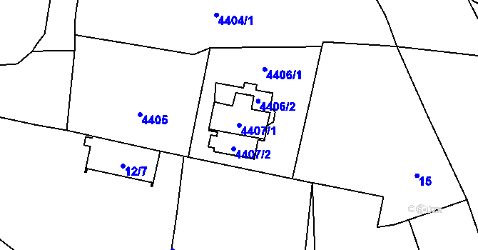 Parcela st. 4407/1 v KÚ Vinohrady, Katastrální mapa