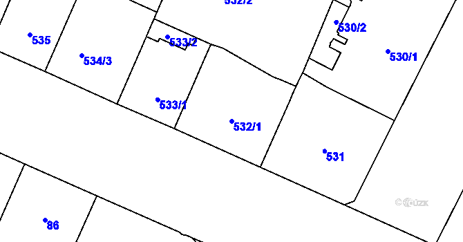 Parcela st. 532/1 v KÚ Vinohrady, Katastrální mapa