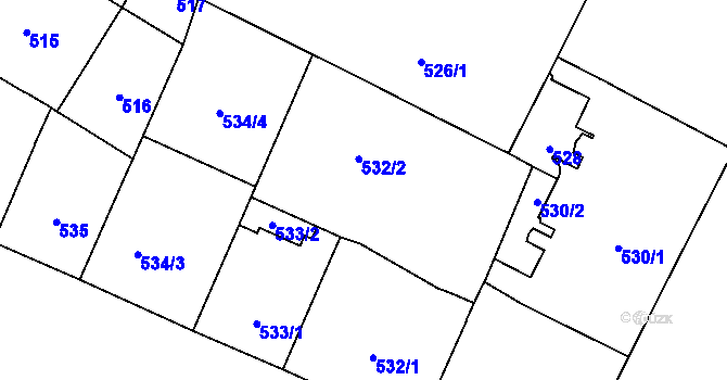 Parcela st. 532/2 v KÚ Vinohrady, Katastrální mapa