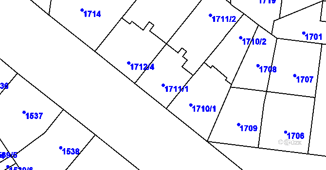 Parcela st. 1711/1 v KÚ Vinohrady, Katastrální mapa