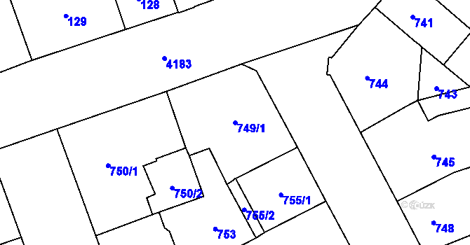 Parcela st. 749/1 v KÚ Vinohrady, Katastrální mapa