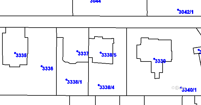 Parcela st. 3338/5 v KÚ Vinohrady, Katastrální mapa