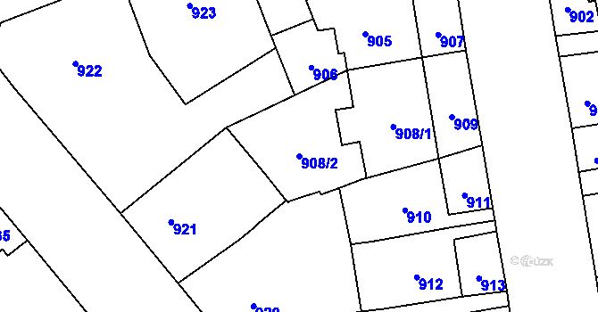 Parcela st. 908/2 v KÚ Vinohrady, Katastrální mapa
