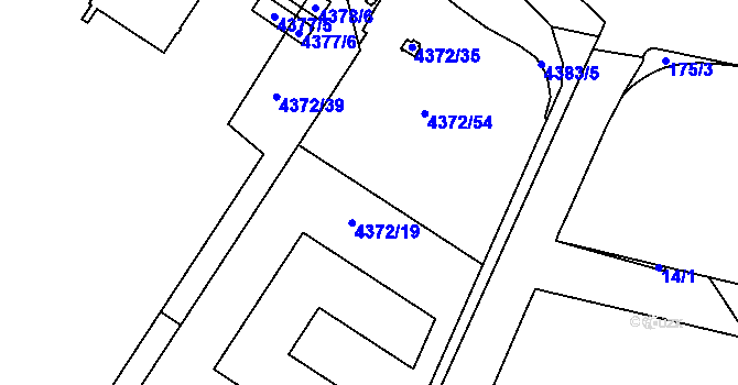 Parcela st. 4372/19 v KÚ Vinohrady, Katastrální mapa