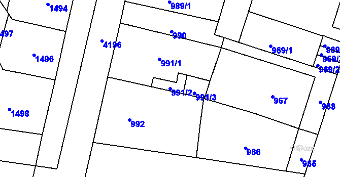 Parcela st. 991/2 v KÚ Vinohrady, Katastrální mapa