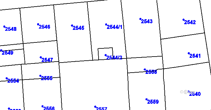 Parcela st. 2544/2 v KÚ Vinohrady, Katastrální mapa