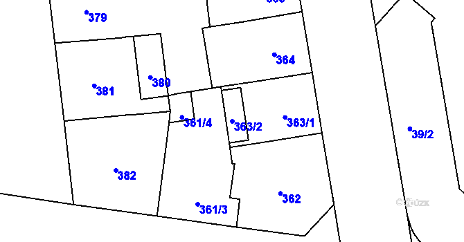 Parcela st. 363/2 v KÚ Vinohrady, Katastrální mapa