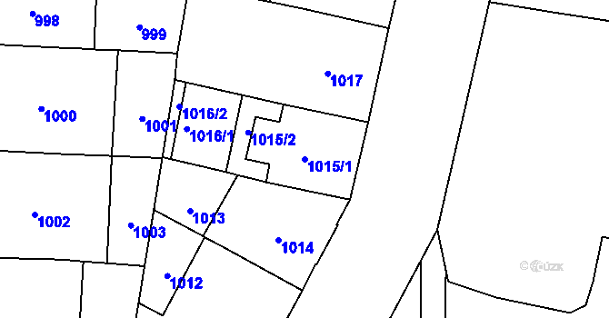 Parcela st. 1015/1 v KÚ Vinohrady, Katastrální mapa