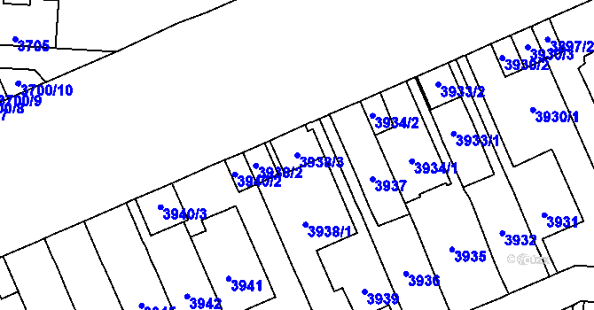 Parcela st. 3938/3 v KÚ Vinohrady, Katastrální mapa