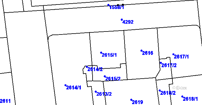 Parcela st. 2615/1 v KÚ Vinohrady, Katastrální mapa
