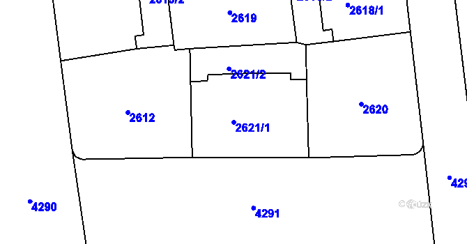 Parcela st. 2621/1 v KÚ Vinohrady, Katastrální mapa