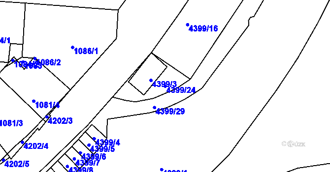 Parcela st. 4399/24 v KÚ Vinohrady, Katastrální mapa