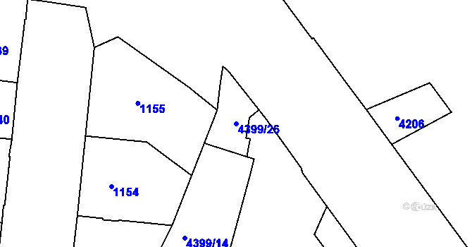 Parcela st. 4399/26 v KÚ Vinohrady, Katastrální mapa