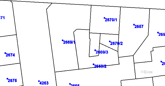Parcela st. 2669/2 v KÚ Vinohrady, Katastrální mapa