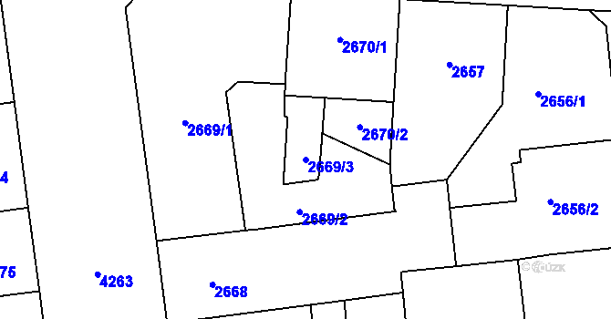 Parcela st. 2669/3 v KÚ Vinohrady, Katastrální mapa