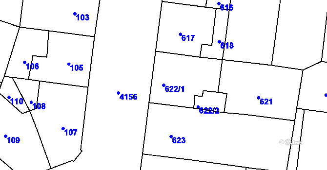 Parcela st. 622/1 v KÚ Vinohrady, Katastrální mapa