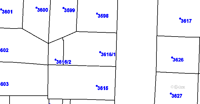 Parcela st. 3616/1 v KÚ Vinohrady, Katastrální mapa