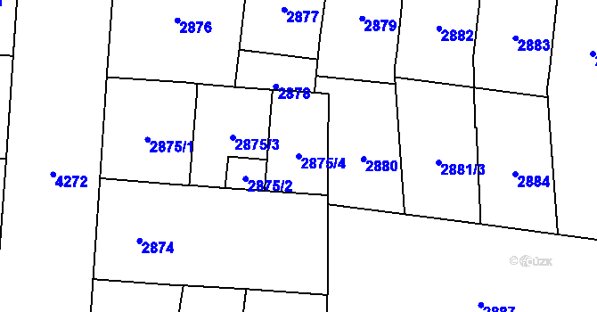 Parcela st. 2875/4 v KÚ Vinohrady, Katastrální mapa