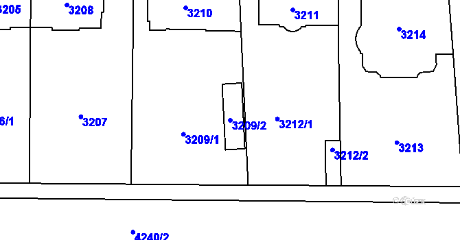 Parcela st. 3209/2 v KÚ Vinohrady, Katastrální mapa