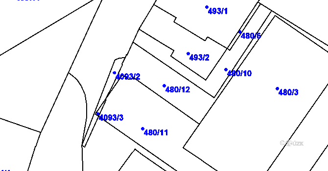 Parcela st. 480/12 v KÚ Vinohrady, Katastrální mapa