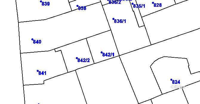 Parcela st. 842/1 v KÚ Vinohrady, Katastrální mapa