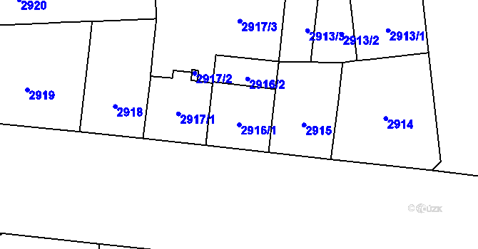 Parcela st. 2916/1 v KÚ Vinohrady, Katastrální mapa