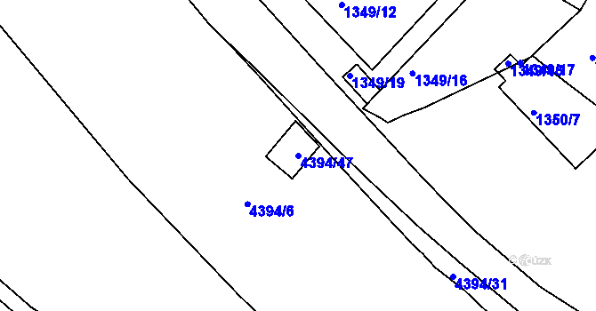 Parcela st. 4394/47 v KÚ Vinohrady, Katastrální mapa