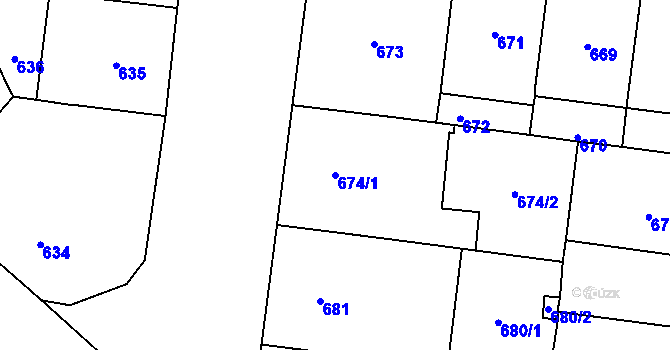 Parcela st. 674/1 v KÚ Vinohrady, Katastrální mapa