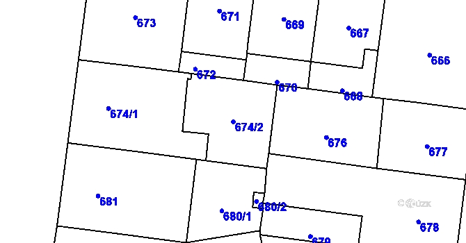 Parcela st. 674/2 v KÚ Vinohrady, Katastrální mapa