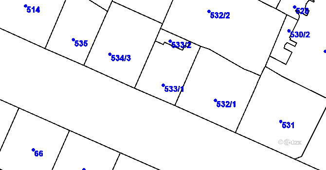 Parcela st. 533/1 v KÚ Vinohrady, Katastrální mapa