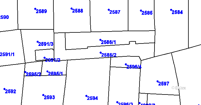 Parcela st. 2586/2 v KÚ Vinohrady, Katastrální mapa