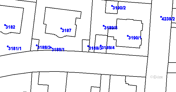 Parcela st. 3188/3 v KÚ Vinohrady, Katastrální mapa