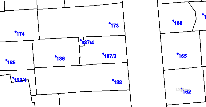 Parcela st. 187/3 v KÚ Vinohrady, Katastrální mapa