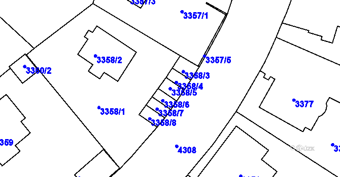 Parcela st. 3358/5 v KÚ Vinohrady, Katastrální mapa