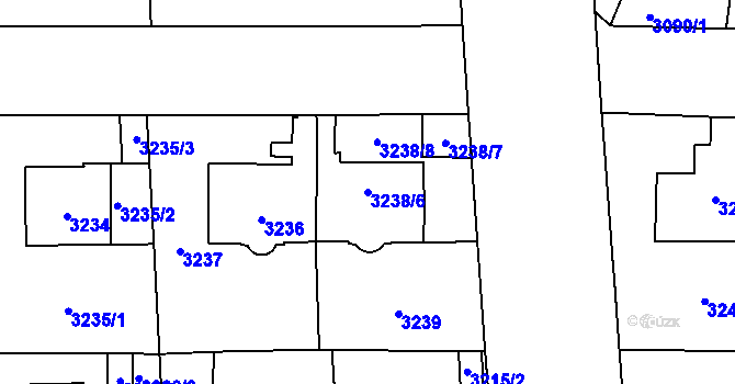 Parcela st. 3238/6 v KÚ Vinohrady, Katastrální mapa