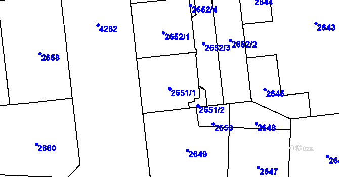 Parcela st. 2651/1 v KÚ Vinohrady, Katastrální mapa