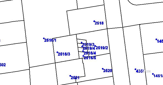 Parcela st. 2519/3 v KÚ Vinohrady, Katastrální mapa