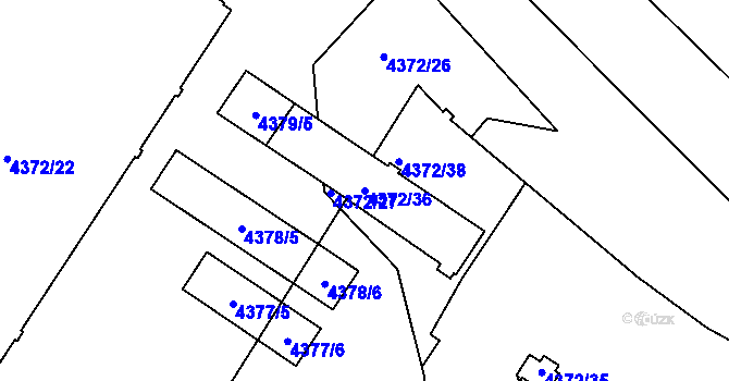 Parcela st. 4372/36 v KÚ Vinohrady, Katastrální mapa