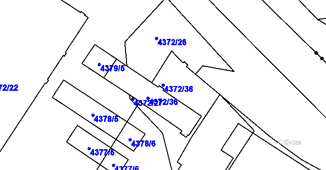 Parcela st. 4372/38 v KÚ Vinohrady, Katastrální mapa